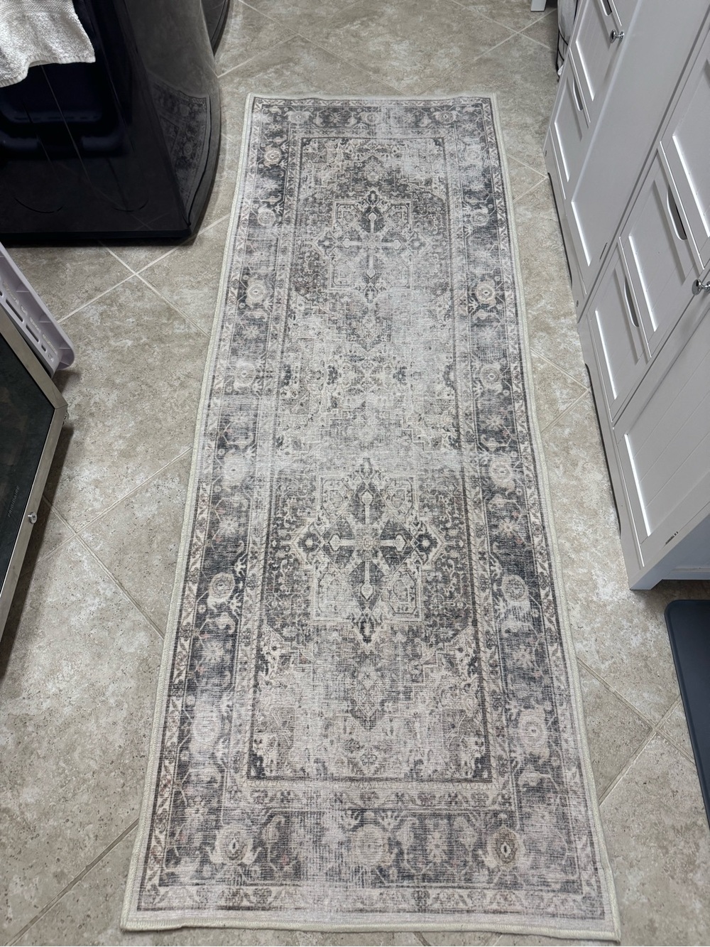 Neutral Gray and Cream Runner Rug - Home Accents